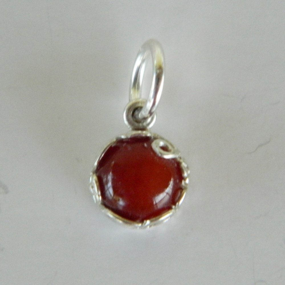 Solid 925 Sterling Silver Carnelian Dangle Charm - image 1